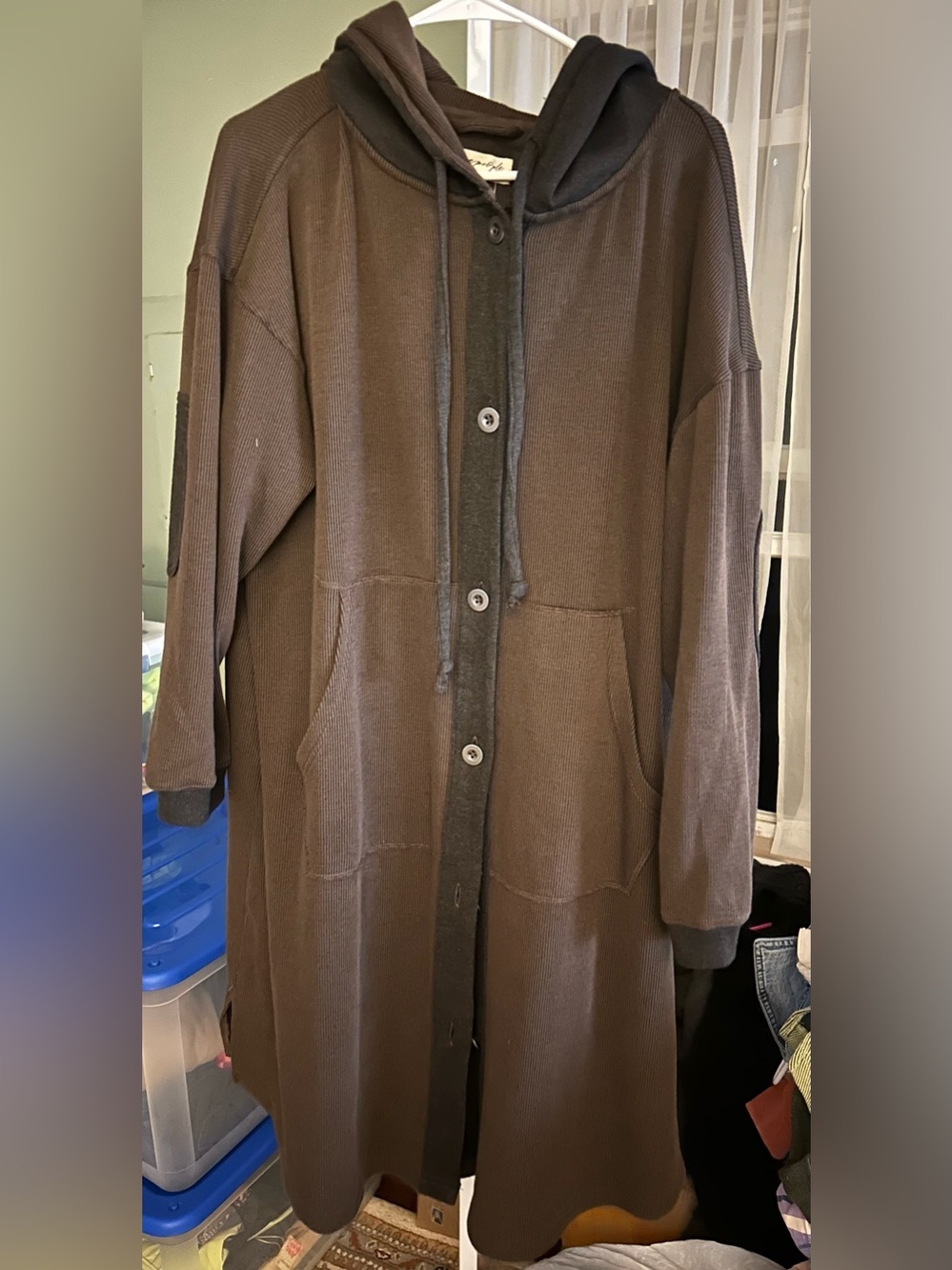 Free People Tomorrow Sweatshirt Cardigan in Double Espresso